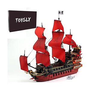 [해외]TOYSLY Queen Anna의 복수 해적선 모델 빌딩 블록 키트, 대형 세트 조립 장난감, 청 를 창의적인 빌드 놀이