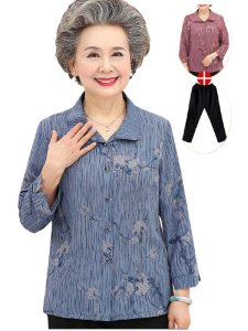 [우리 7% 청구할인]할머니 봄 옷 중년 여성 블라우스 60대 70대 여성 긴-레드