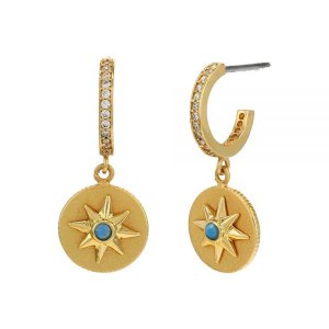 [해외]케이트 스페이드 북미 내수용 Kate Spade New York My Medallion Pave Huggies Earrings Clear/Gold One Si