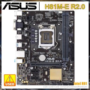 [해외]ASUS H81M-E R2 마더보드 1150 DDR3 인텔 H81 지원 제온 E3-1275 V3 코어 i7-4790K CPU 16GB DVI USB 3.0 P