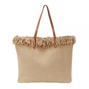 [해외]COAIMANEY Womens Large Capacity Cotton Linen Woven Tote Summer Beach Shoulder Bag Handmade Weaving H