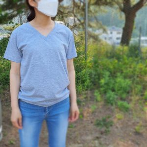 [RGK35760]순한 무지 면 기본 반팔 브이넥 티셔츠 남여 (14416750)