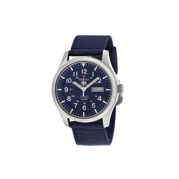 Seiko 5 sport automatic navy sale blue canvas mens watch snzg11