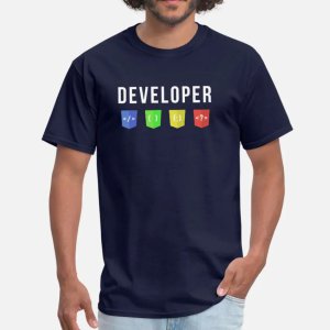 [해외]남성 3D 티셔츠 개발자 웹 자바스크립트 사이트 재미있는 인쇄 크루넥 반팔 여름 패션