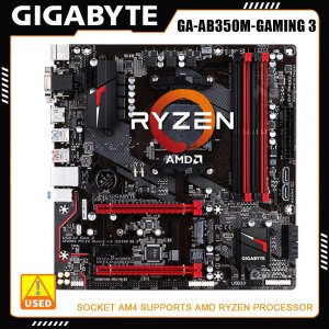 [해외]마더보드 메인보드 AMD 및 AM4 용 기가바이트 GA-AB350M-GAMING 3 마더 보드 Ryzen 프로세서 4 DDR4 DIMM
