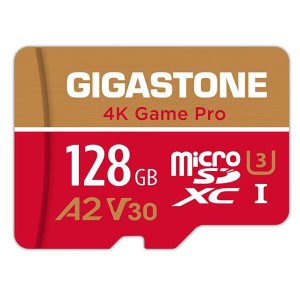 [해외][5년 무료 데이터 복구] Gigastone 128GB 마이크로 SD 카드, 4K 게임 프로, 닌텐도 스위치, 고프로, 액션