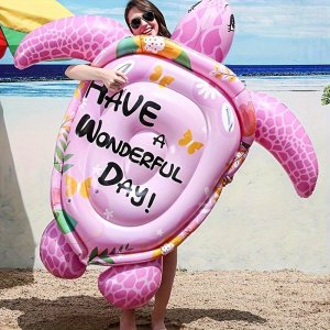 [해외]여름 수영장 장난감  비전기식 깃털 없는 성인용 해변 파티 수영 의자 물 릴렉서 거대한 부풀릴 수 있는 거북 플로트 런저 165.0