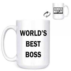 [해외]던더 미플린  The Office  Worlds Best Boss TV TV 쇼 세라믹 머그 커피  차, 코코아  425.2g 15온스  머그