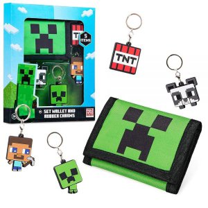 [해외]Minecraft 카드 슬롯이 있는 남아용 지갑, 지퍼 동전 포켓이 있는 남아용 지갑, 크