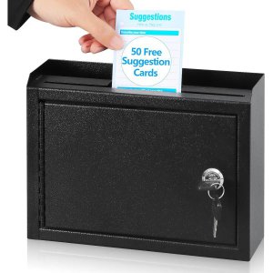 [해외]잠금 및 슬롯이 있는 KYODOLED 제안 상자, 사무실용 작은 우편함, 돈을 위한 안전한 키 드롭 무료 카드 50