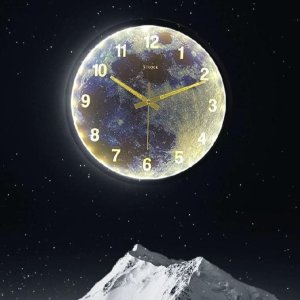 [해외]블루문 벽시계 LED 시계 달빛 벽걸이 인테리어 무소 -A. 빅블루문-실버테두리
