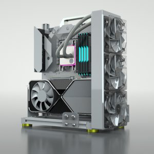 [해외]오픈형 PC 알루미늄 개방 케이스 수냉식 테스크탑