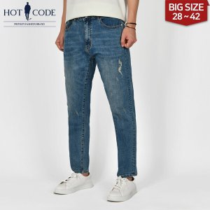 [롯데아이몰][핫코드(하프)] [하프클럽/핫코드]남자 청바지 일자 스판 빅사이즈 워싱진 HC1004B