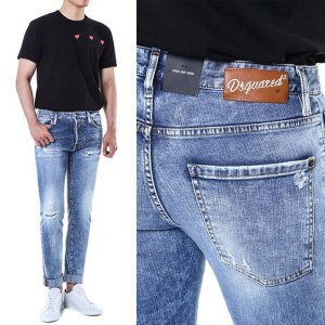 [롯데아이몰][디스퀘어드2] [명품]디스퀘어드 로고자수 래더패치 빈티지 디스덧댐 중청 워싱진71LB1256 71LB 12
