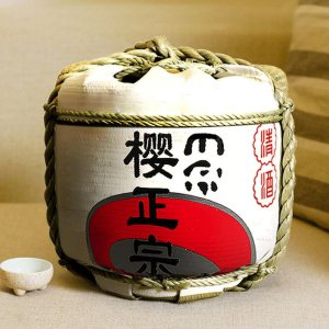 [해외]대형 일본식 사케통 장식품 이자카야 선술집 레스토 -문월